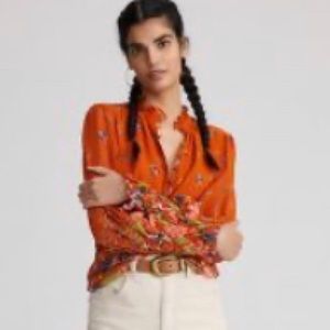Anthropologie floral chiffon blouse
